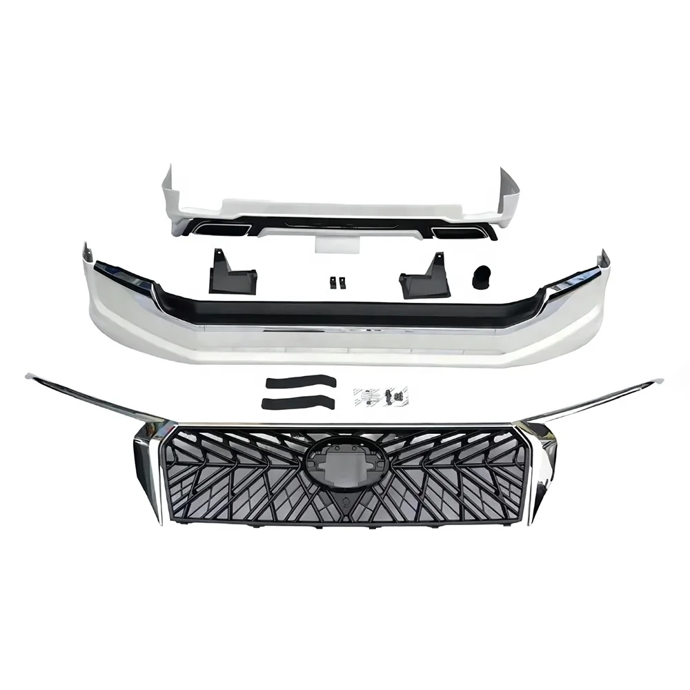 For Land Cruiser Prado 150 2017-2021 Upgrade Bumper Lip Grille GT Model Conversion PP Plastic Facelift Body Kit