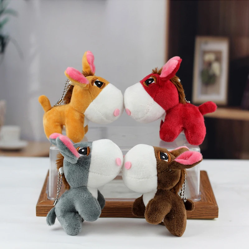 Cartoon Little Donkey Pony Plush Toy Cute Horse Pendant Soft Stuffed Doll Keychain Backpack Car Bag Key Ring Decor Kid Gift