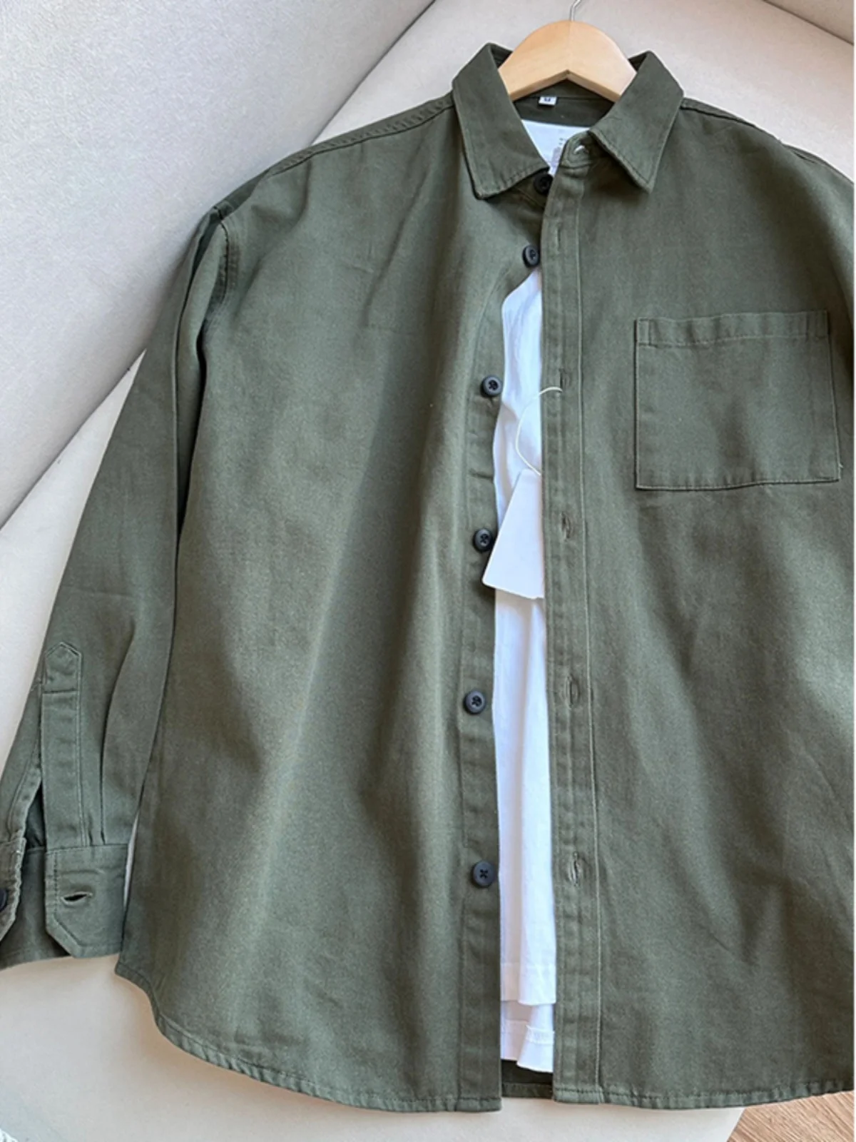 

Japanese Sle Military een Cotton Casual irt Men's Long Sve Thin Summer Workwear Outerwear Youth Faion Trend