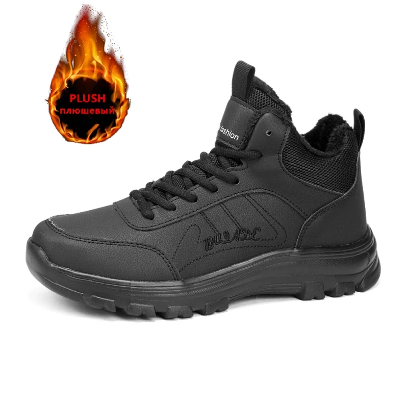 Brand Men's Boots Warm Plush Snow Boots Outdoor Non-Slip Hiking Boots High-Top Waterproof Sneakers Men's Winter Boots Size 39-46