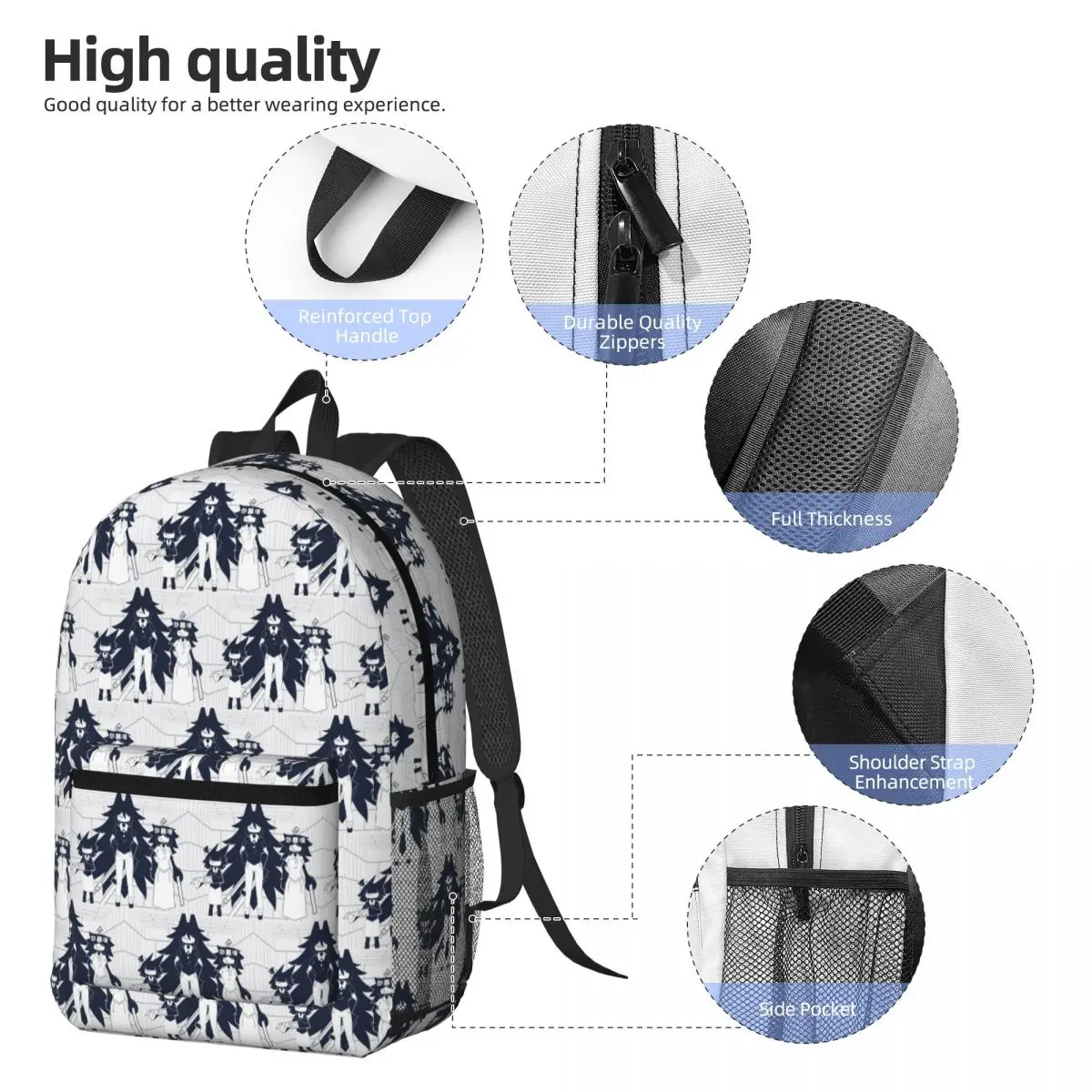 FPE Miss Circle Doodle Cartoon Game Backpack Daypack Large Capacity Kids BookBag School Bag Shoulder Bags for Men Women