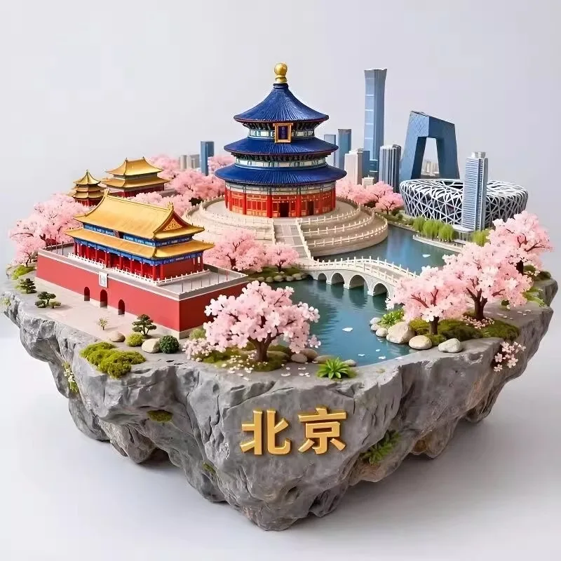 

China Metal Fridge Stickers Wuhan Huanghelou Travel Souvenirs Guilin Tianjin Tibet Hangzhou Suzhou Nanjing Fridge Magnets Gifts