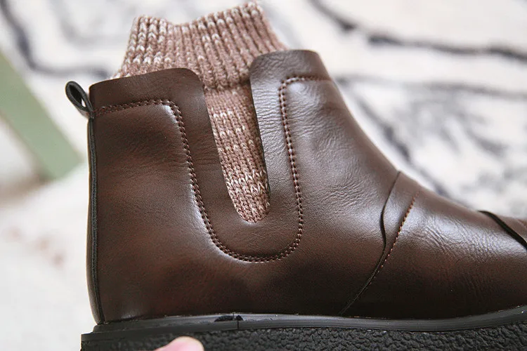 Careaymade-usta z wełny buty Casual pasek damski klamra Chelsea boots damskie krótkie buty zimowe buty ocieplane muffin buty damskie