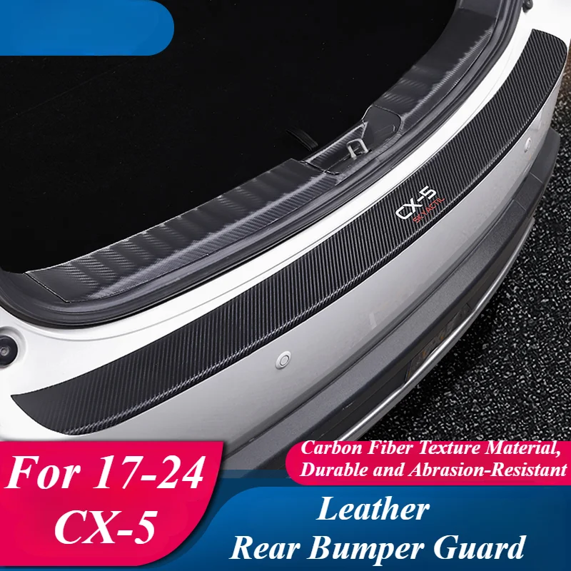 For Mazda CX-5 2017-2024 Carbon Fiber Rear Trunk Bumper Cover Trim Protection Car Tailgate Door Sill Plate Protector Guards