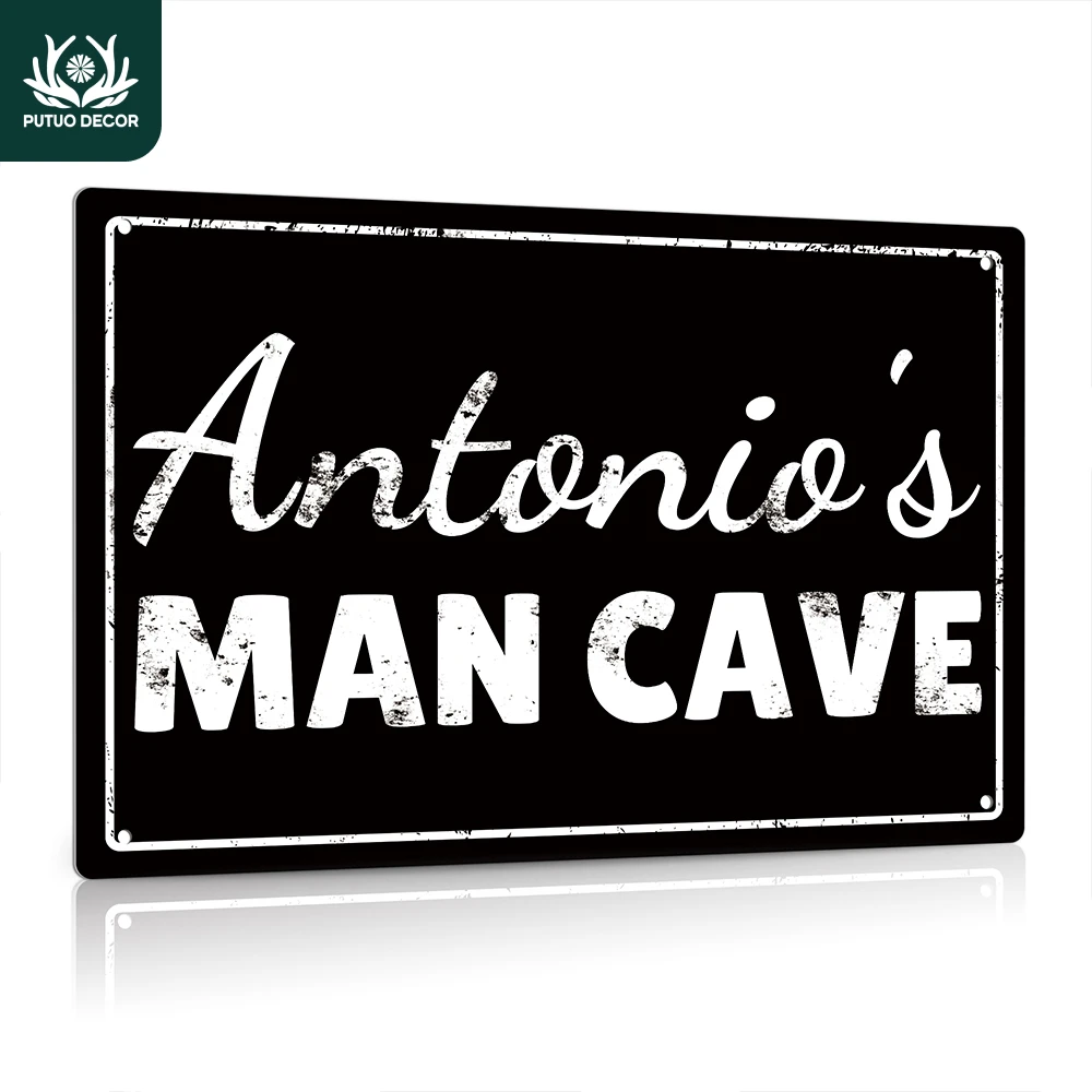 

Putuo Decor Man Cave Sign Custom, Personalized Decor for Home Bar Game Room, 12x8 Inches Metal Wall Sign for Indoor/Outdoor Use