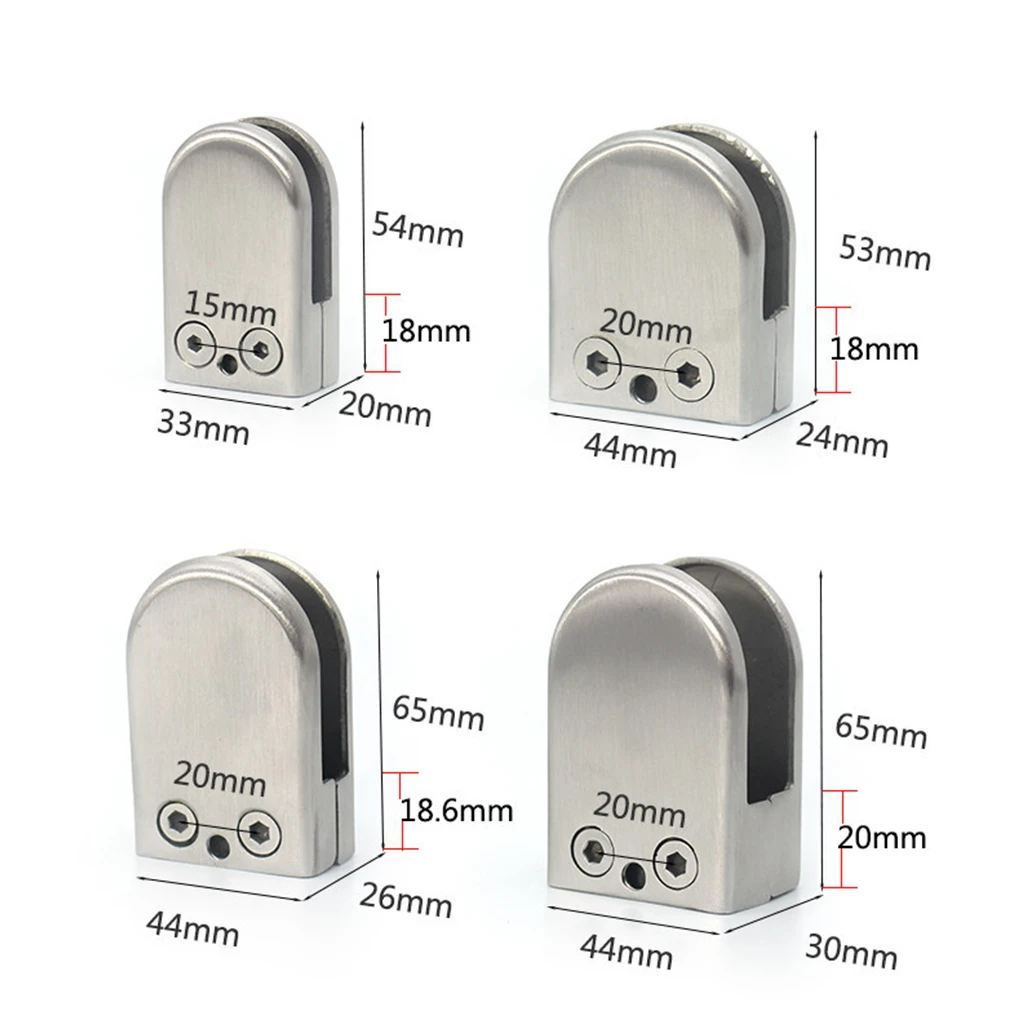 4pcs Glass Clamp 201 Stainless Steel Adjustable Staircase Handrail Glass Fence Clamp Bracket