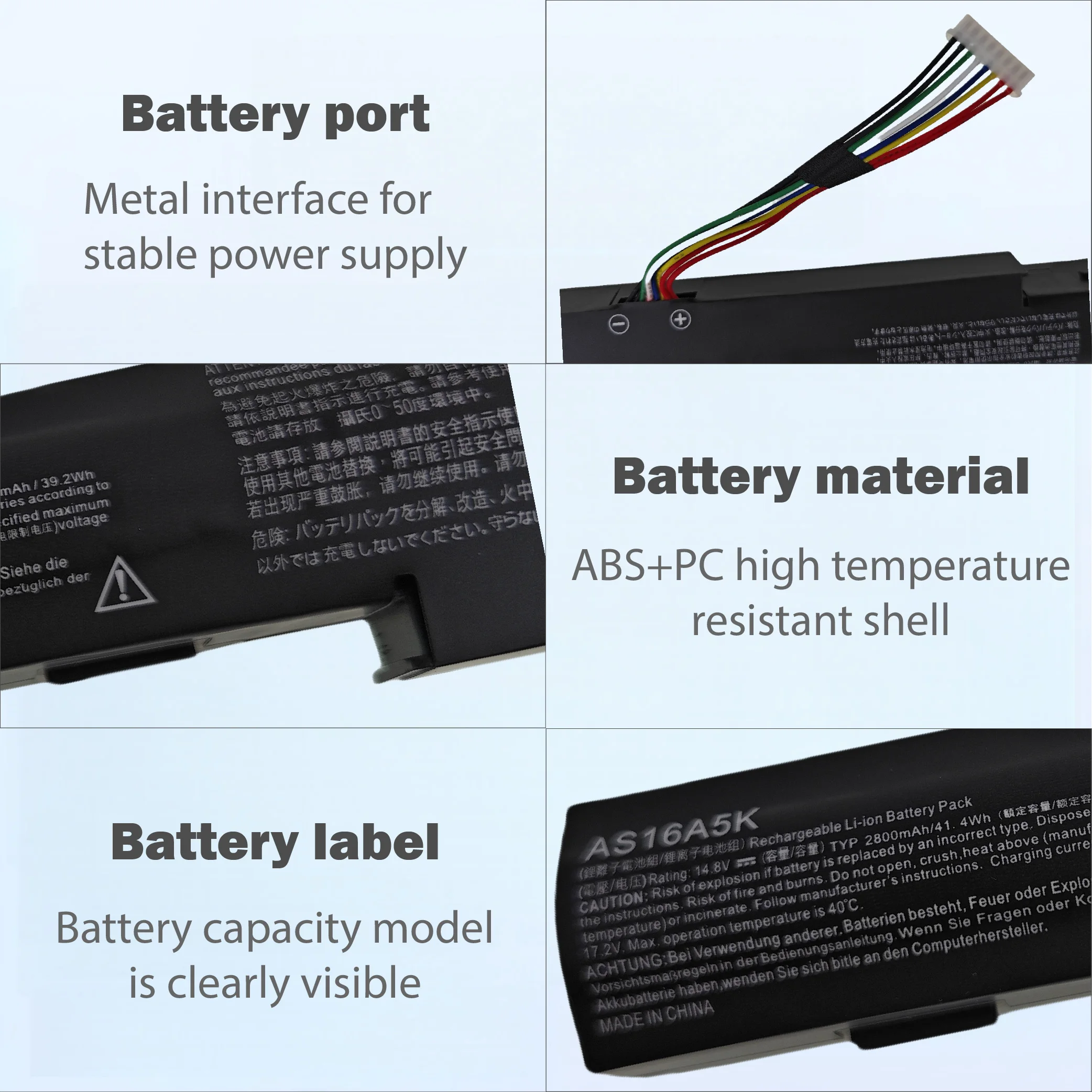 AS16A5K 14.8V 41.4Wh Battery for Acer Aspire E5-523 E5-553 E5-576 E5-774G N16Q2 E5-576G AS16A7K AS16A8K 4ICR19/66 N16Q1 N16Q2