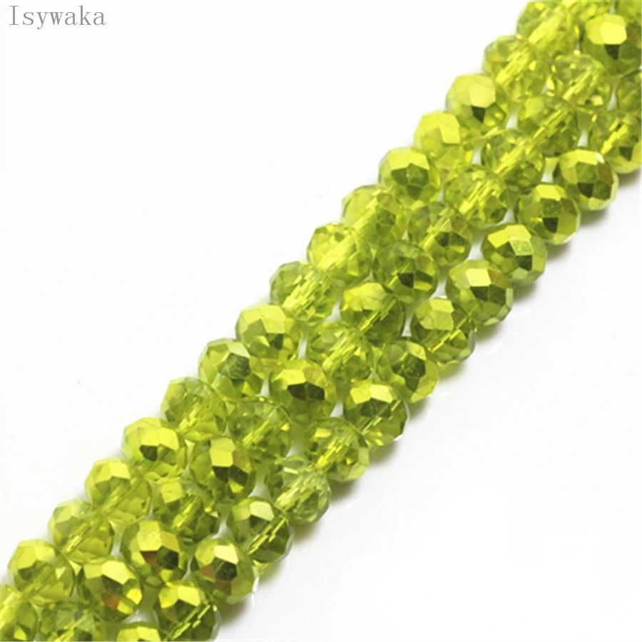 Isywaka Ran Yellow 2mm,3*4mm,4*6mm,6*8mm Austria faceted Crystal Glass Beads Loose Spacer Round Beads For Jewelry Making