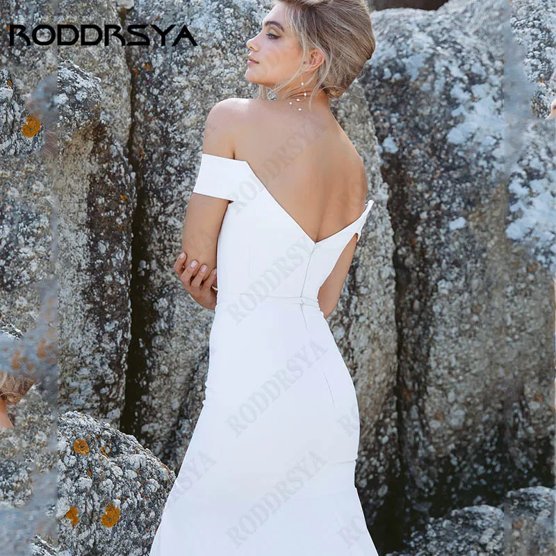 RODDRSYA-Vestido De Novia De satén con cuello en V para mujer, Vestido De Novia De sirena sin mangas, con Espalda descubierta, hecho a medida Simple con cuello en V de raso de la fiesta nupcial tapa sin mangas vestidos