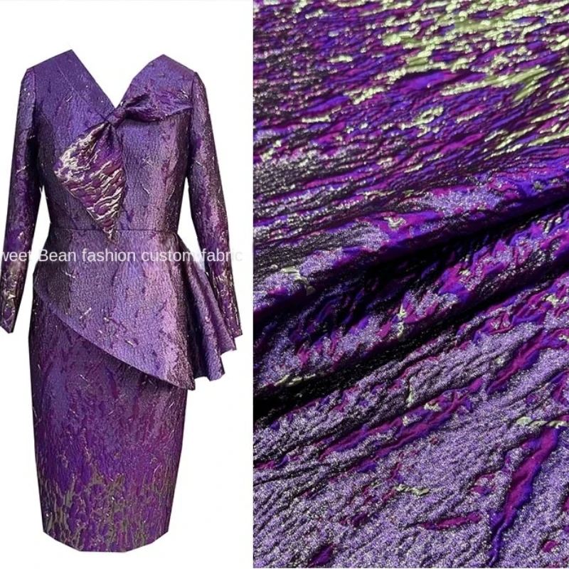 Woven Jacquard Fabric for Dress Suit Fashion Desighner Clothing Fabrics Polyester Metal Wire Material Cloth Wholesale