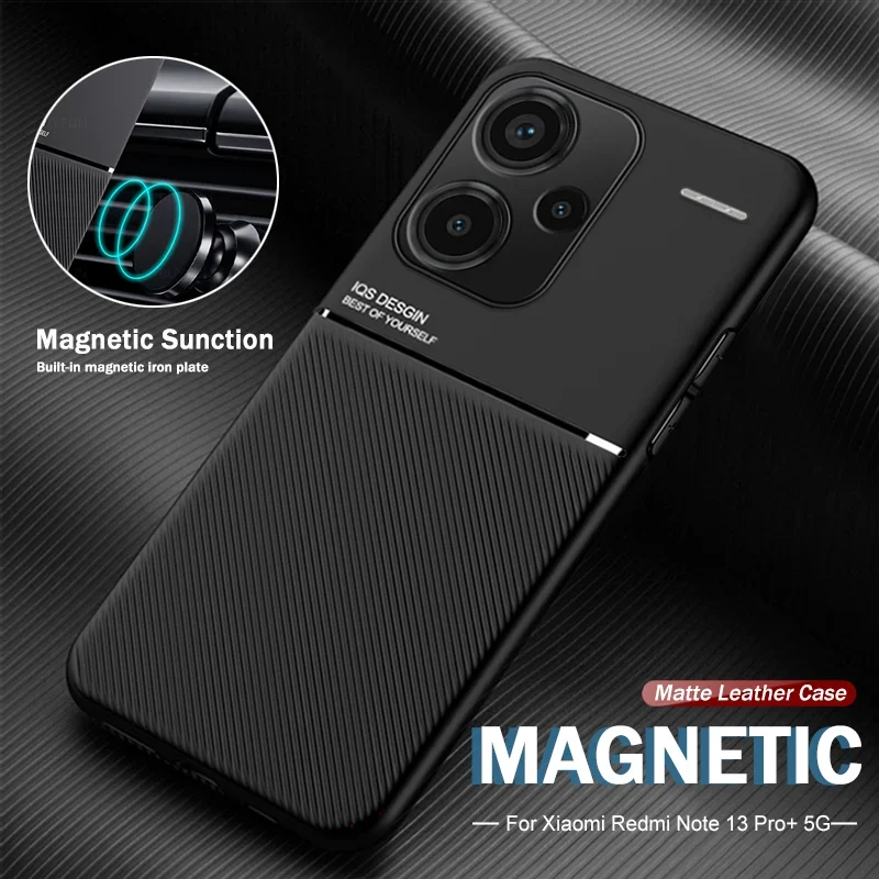 Redmi Note13 ProPlus 5G Case Car Magnetic Holder Leather Phone Cover for Redmi Note 13 Pro Plus Pro+ 4G/5G TPU Case