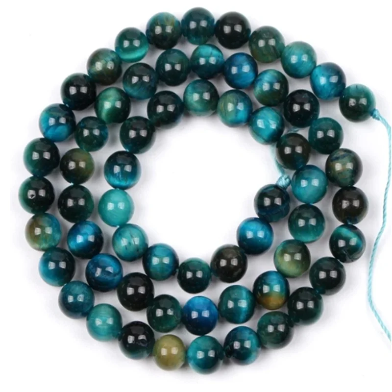 Natural Multicolor Blue Tiger Eye Stone Beads Round Loose Beads For Jewelry Making DIY Charm Bracelet Accessories