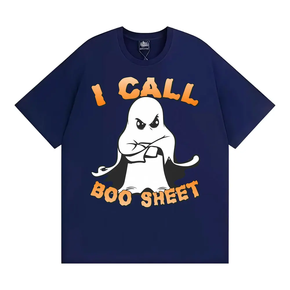 I Call Boo Sheet Ghost Funny Halloween Graphic T-shirts Men Women Fashion Vintage Short Sleeve T-shirt Summer Streetwear T Shirt