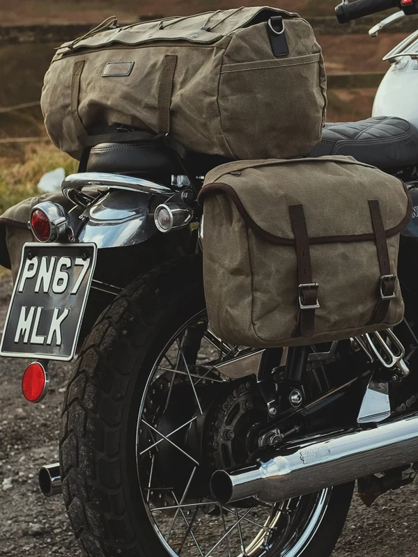Water-Resistant Motorcycle Travel Bag Crossbody Backpack Canvas Handbag Universal Vintage Saddlebag for Youth Men And Women