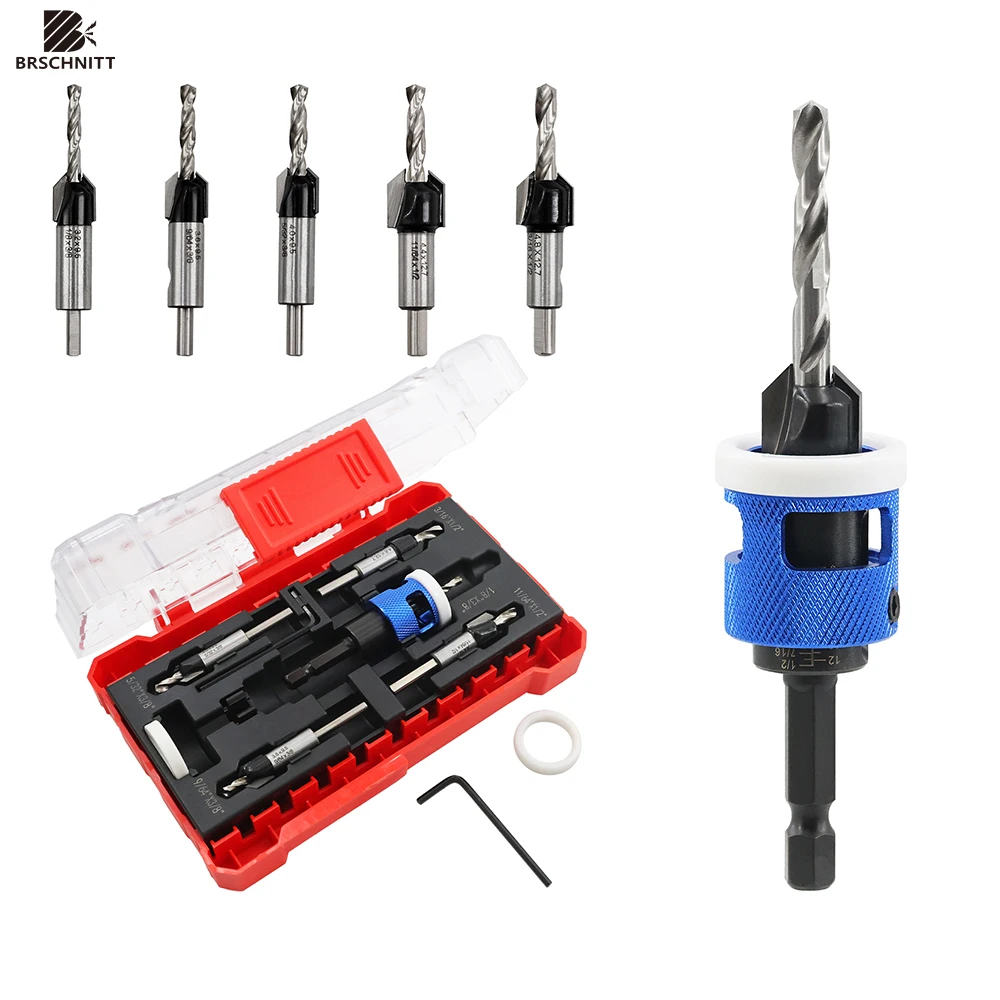 

Carbide Tipped Countersink Drill Bit M2 High-speed Steel Drill 1/4" Quick Change Hex Shank Countersink Drill for Wood Plastic