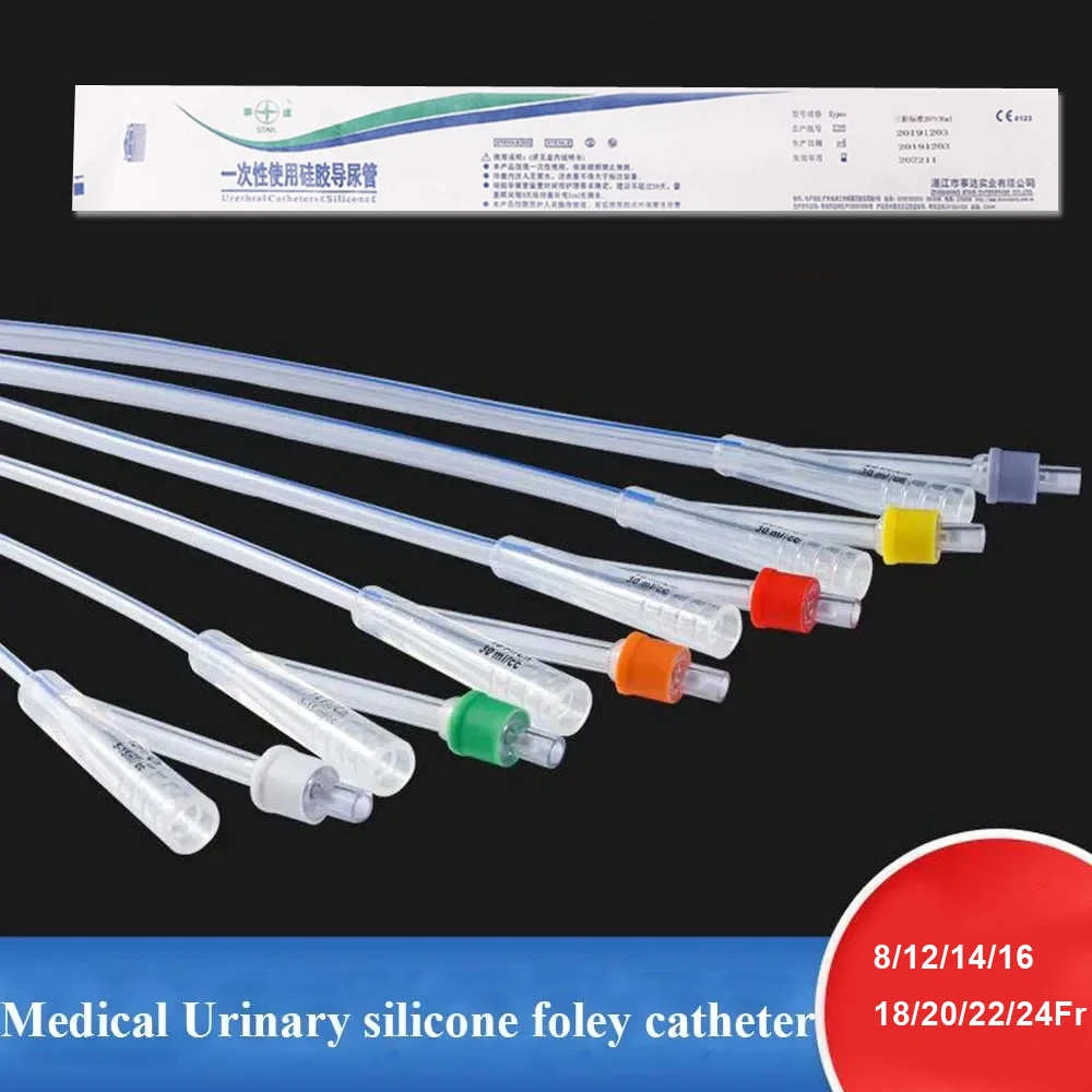

Urine Catheter Medical Sterilization Disposable Urethral Catheters Stretching 2Way 12/14/16/18/20/22Fr Silicone Foley Balloon