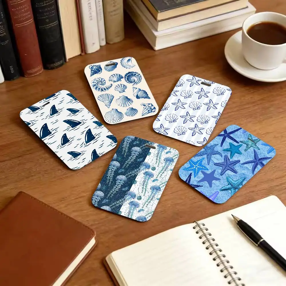 Ocean Marine Pattern ID Badge Holder Sea‑Animal Card Cover Work Badge Sleeve For Office Student Name Card Protector