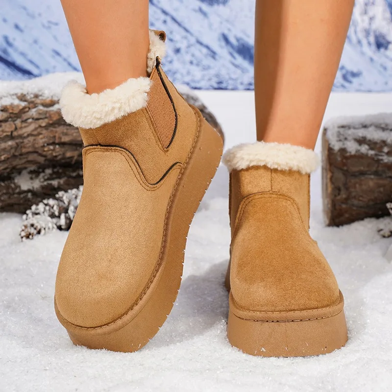 Ankle Boots Women New Rubber Thick Sole Winter Boots for Outdoor Elevated Comfort Warm Walking Cotton Shoes Fashion Snow Boots
