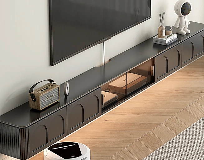 black minimalist, ultra-thin, extremely narrow, and 25cm wide, small unit living room storage cabinet