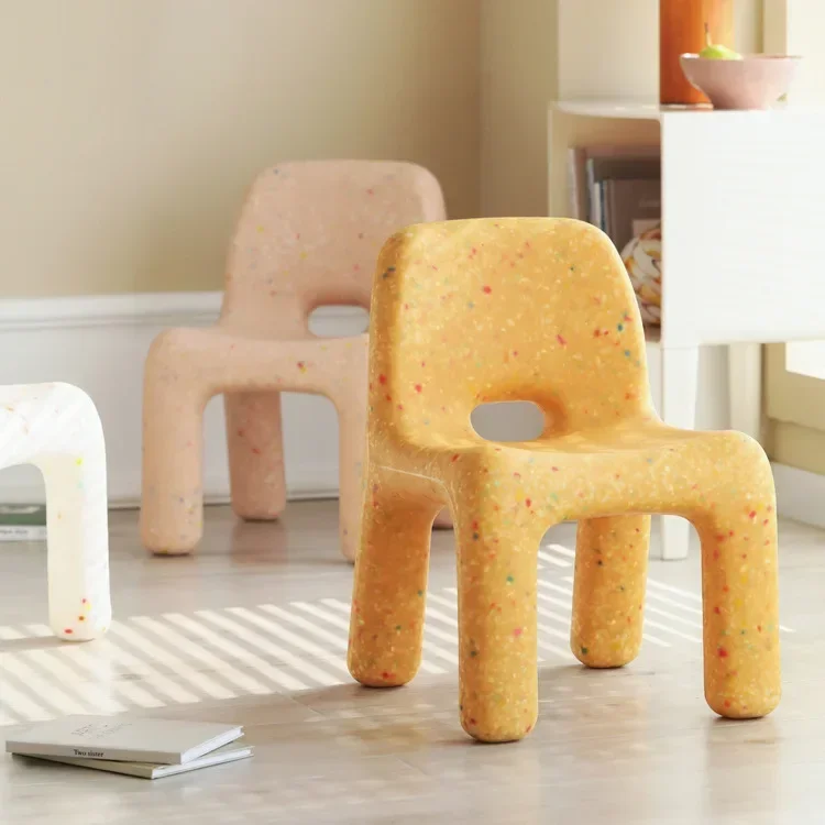 Designer Children's Small Chair Internet Celebrity Ins Home Backrest Low Stool Nordic Kindergarten Baby Plastic Small Bench