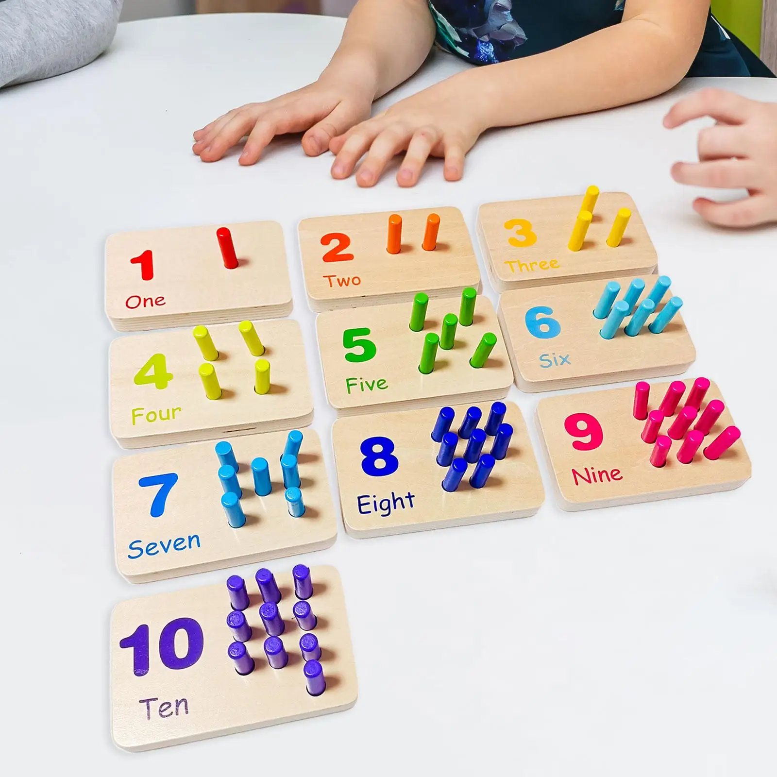 Wooden Counting Number Peg Board Early Learning Math Manipulatives Materials for