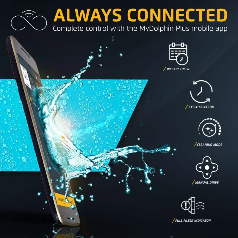 Automatic Robotic Pool Vacuum Cleaner, Dual Drive, Waterline Scrubber Brush