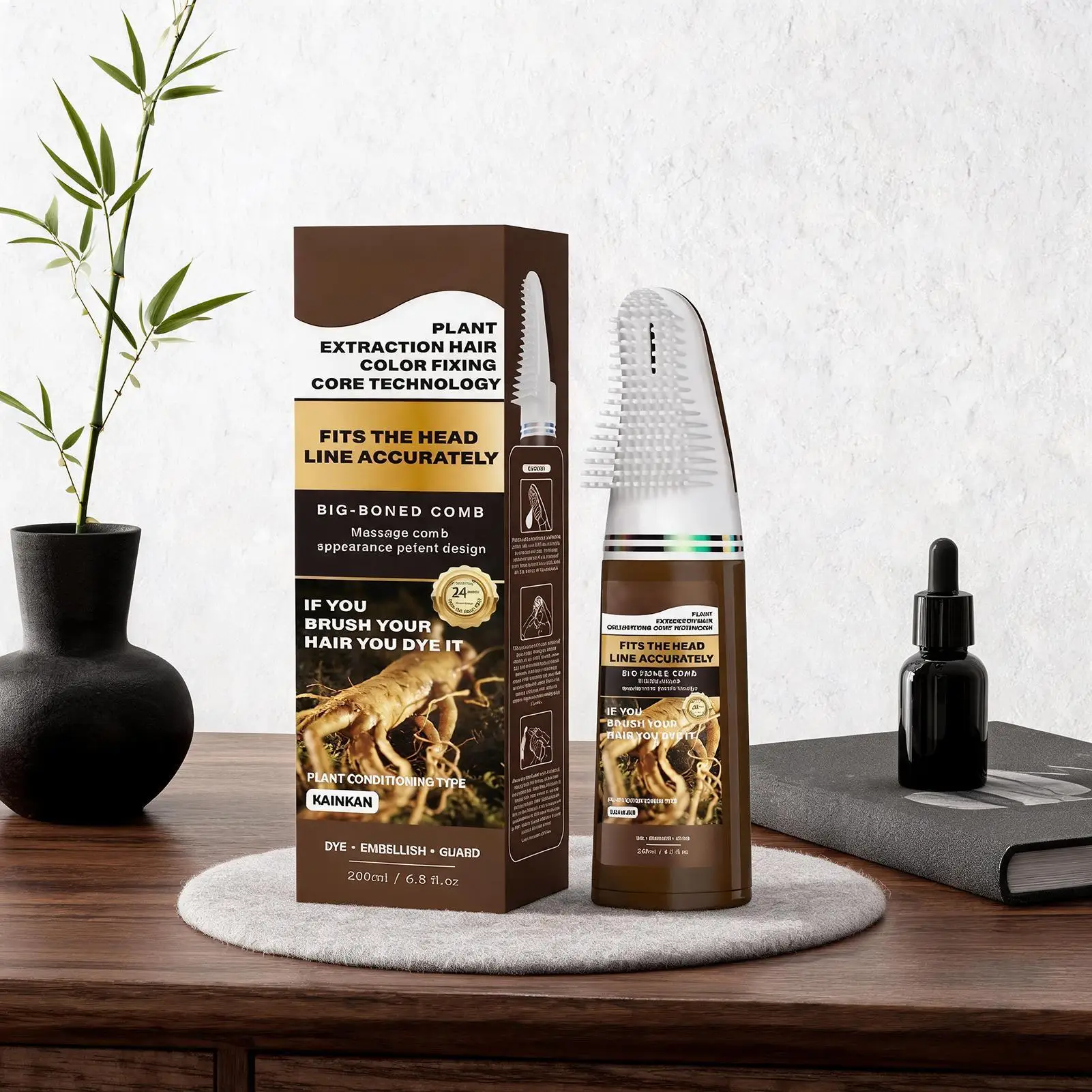 Unisex Hair Dye Shampoo with Hair Brush: Instantly Colors Hair, Provides Natural and Long-Lasting Results for All Genders
