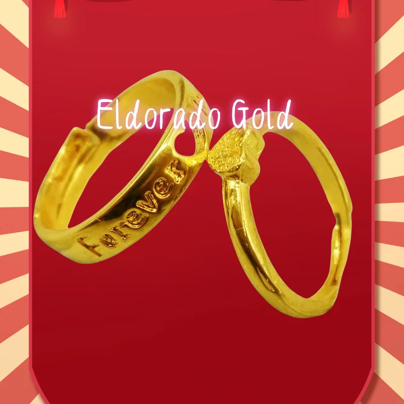 

2025 2025 9999 Real Gold 24K Gold Fashion Men's and Women's Rings Couple Rings Real Gold LOVE Heart Ring Jewelry