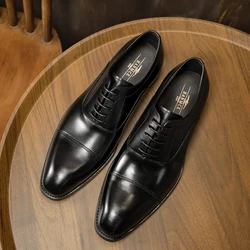 2024 Hanmce Oxford Shoes Fashion Genuine Leather Breathable Oxfords Patent Leather Shoes For Men