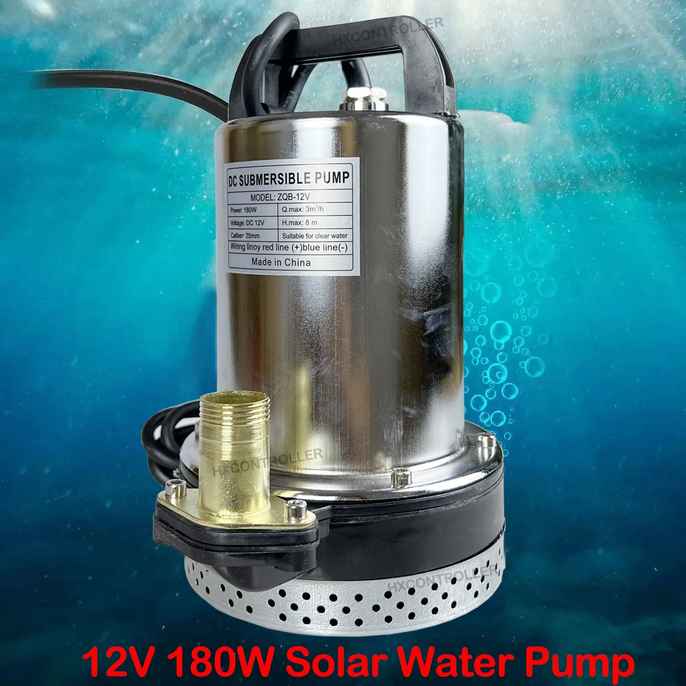 

12v 180W Solar Battey Submersible Clean Water Pump Swimming Pool Deep Well Pump For Agricultural Irrigation by battery power