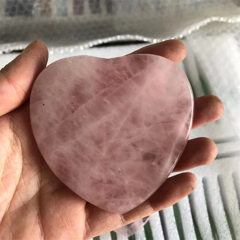 Natural Stones Polished Rose Quartz Heart Coaster Healing Crystal Gemstones Reiki Home Decoration