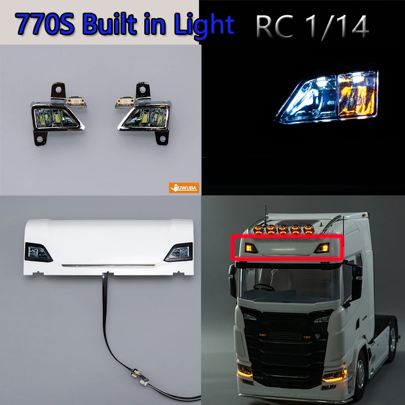 

770S Truck Parts RC 1/14 Model Truck Roof Built-In Spotlight LED Light CDD-AA8 For Tamiya RC 770S Tractor Truck Accesorios