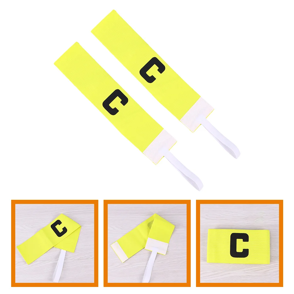 

2 Pcs Football Training Supplies Captain C-label Armband Yellow Rugby Soccer Balls Portable Basketball Bands Adjustable