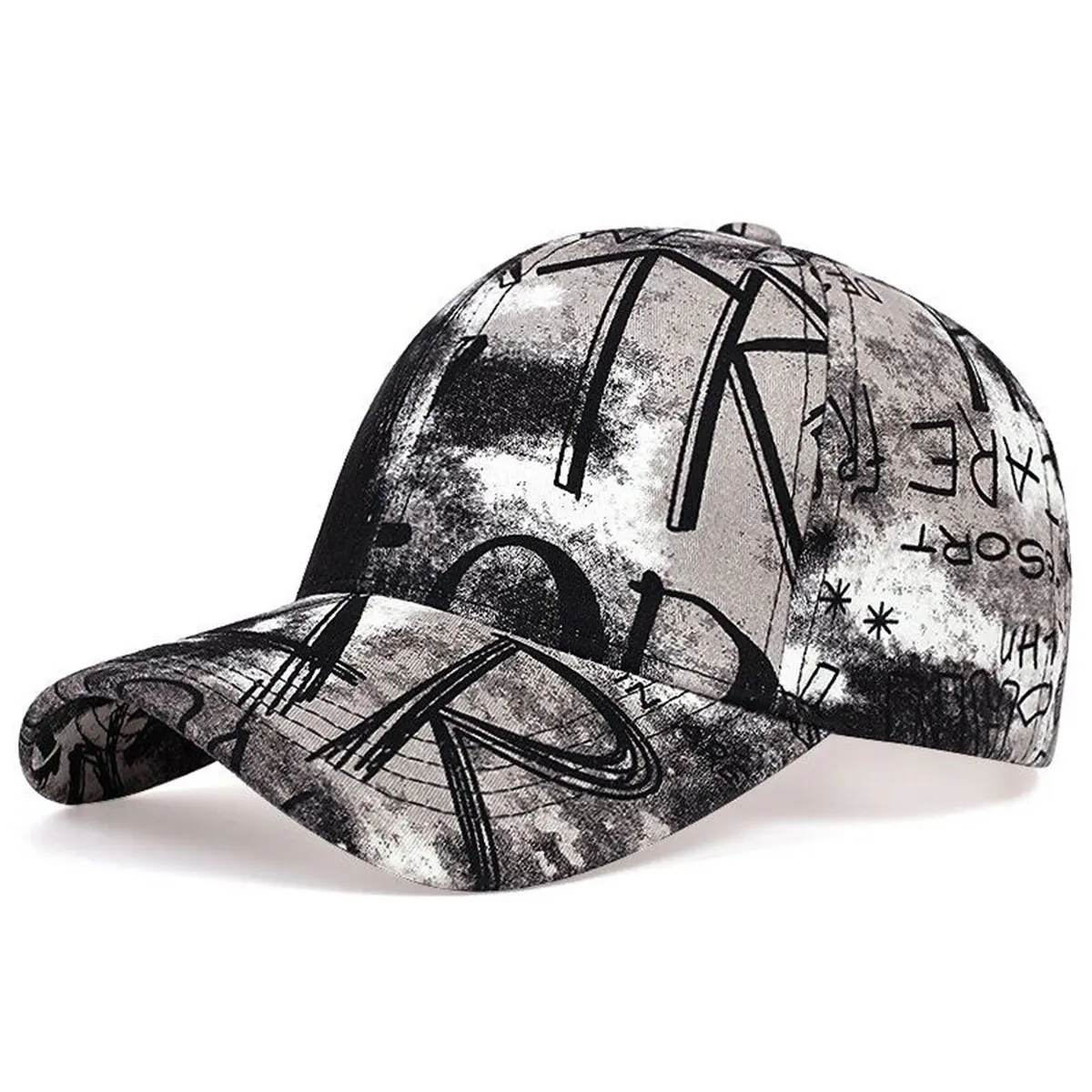 Unisex Letter Graffiti Printing Tie Dye Baseball Caps Spring and Autumn Outdoor Adjustable Casual Hats Sunscreen Hat