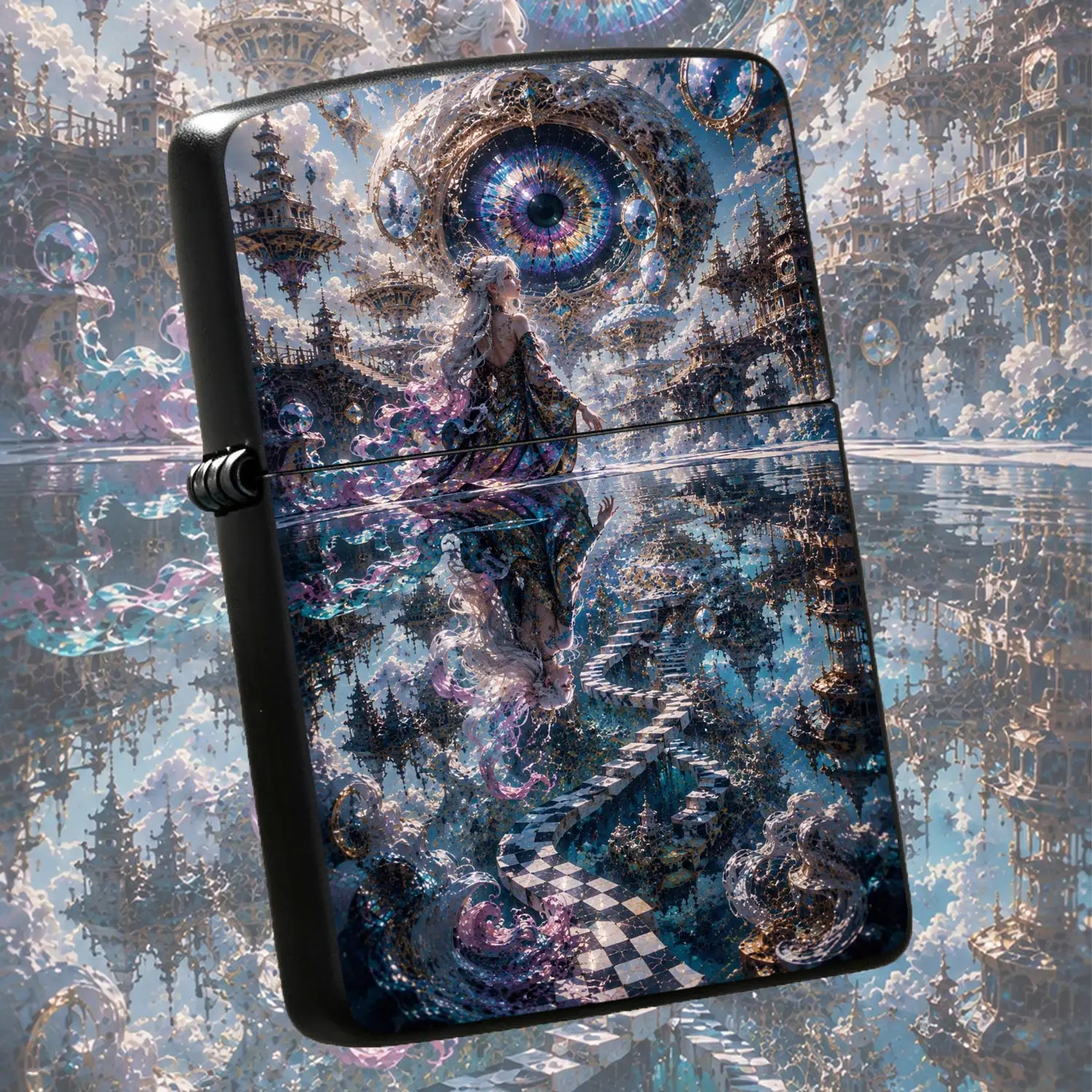 Fantasy Sacred Realm Art Lighter Ethereal Maiden Floating Castle Scenery Exquisite Collectible Decor Ornament Portable Accessory Ideal For Gifting Daily Use Multiple Occasions High Aesthetic Unique Personalized Stylish Gift A Humorous And I