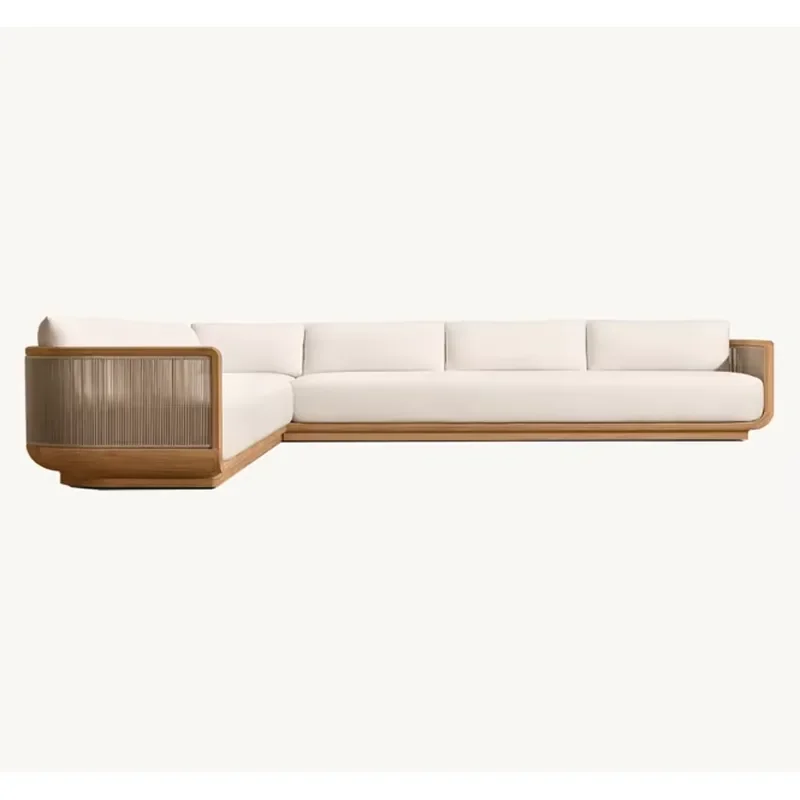 2026 New Fashion Design Outdoor Patio Furniture Teak Sofa Rattan Garden Furniture