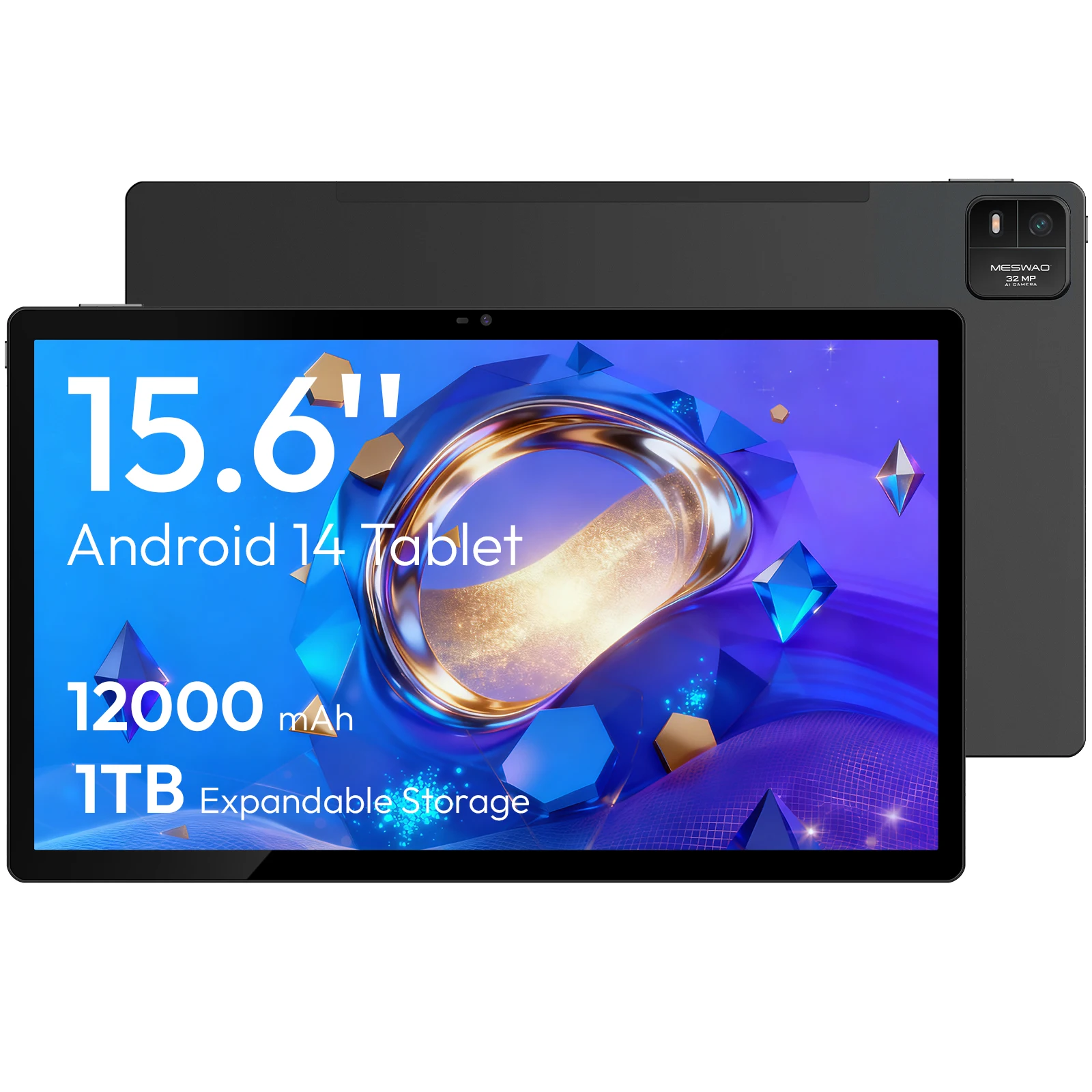 MESWAO B3 Pro 15,6-inch tablet MTK Helio G99 64-bit 8-core Android14 Snel opladen 12000mAh batterij 8+128GB opslag 32MP 2560×1440