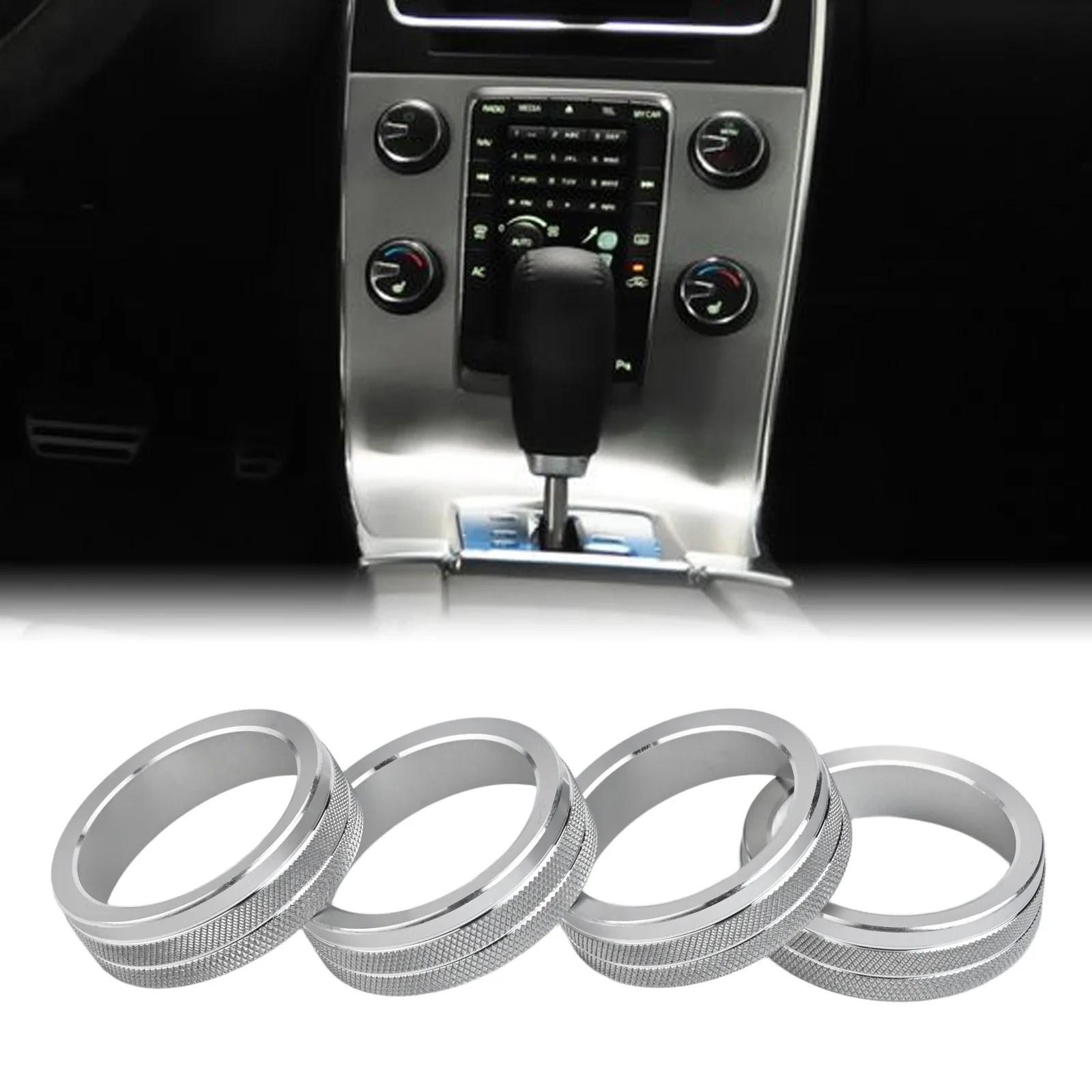For VOLVO XC60 S60 S80 V40 Silver Alloy Knob Covers Set with Textured Grip for Easy Adjustment and Modern Look view 2