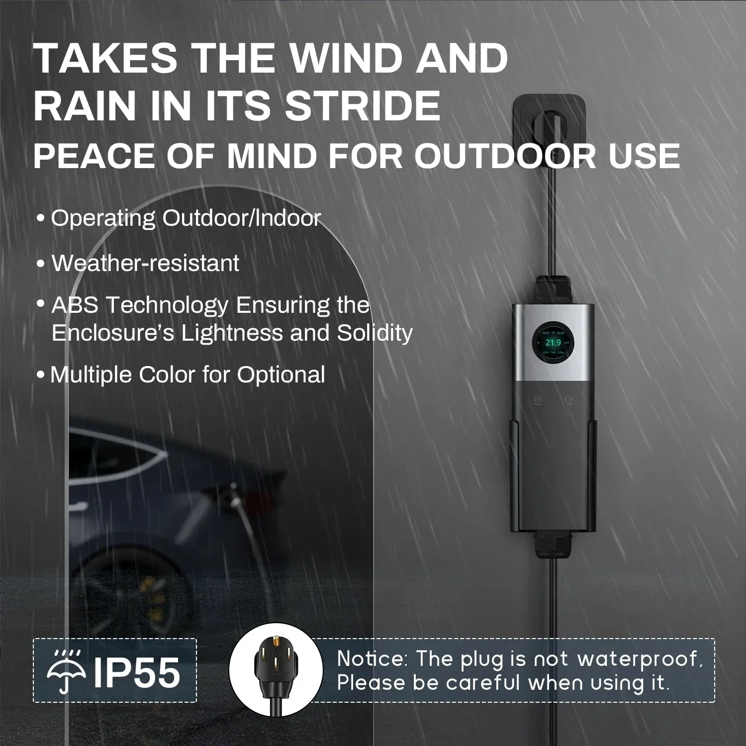 QIAO Tragbares EV-Ladegerät für zu Hause, 16 A, 32 A, 3,5 kW, 7,3 kW, 22 kW, 3-Phasen-Typ, 1 Typ 2 Auto-Schnellladestecker zum Stecker-Ladegerät für