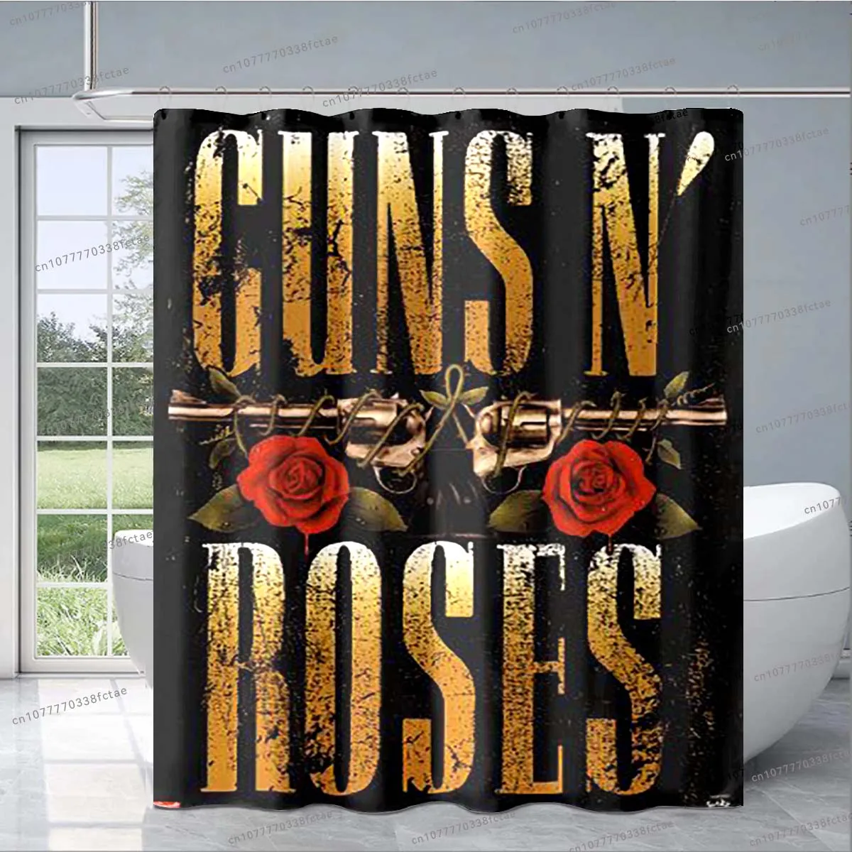 Guns N Roses-cortina de ducha de banda de roca dura, patrón de Collage de Calavera, cortina de ducha artística, decoración de baño, regalo de moda