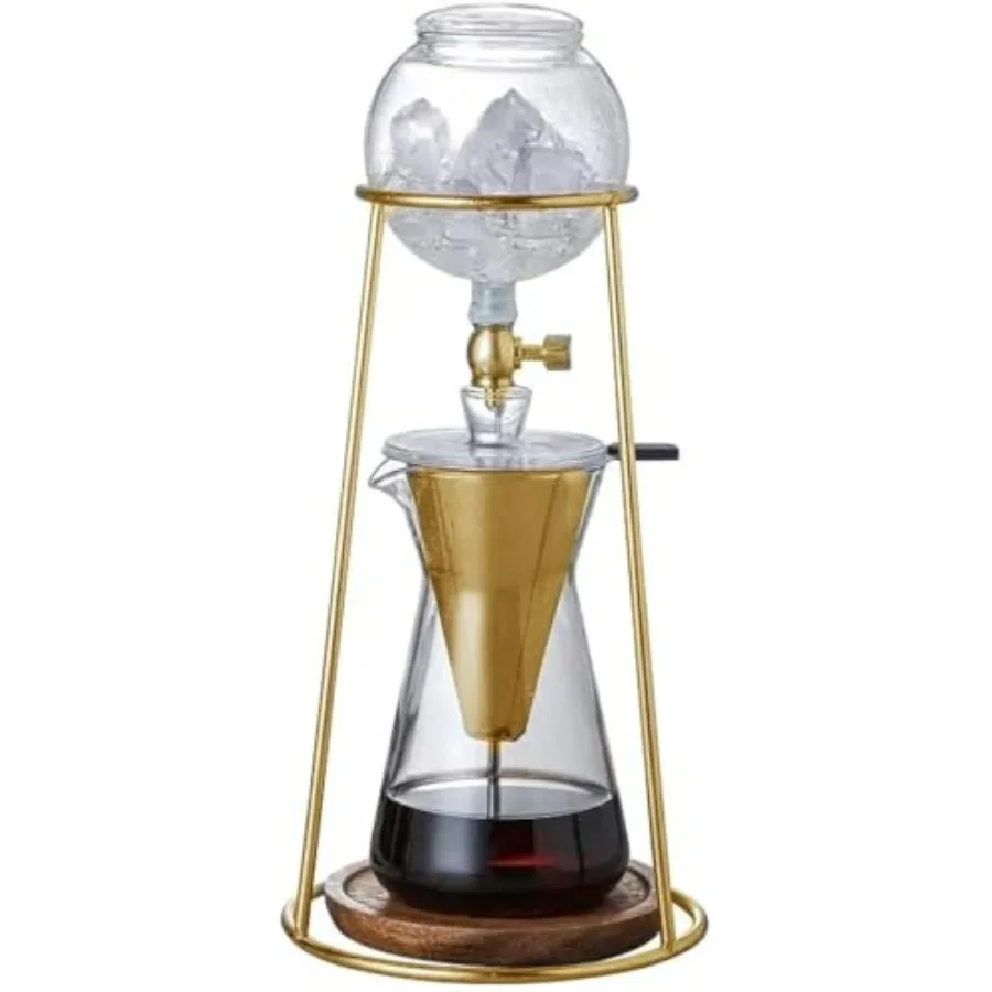 

Iced Coffee Cold Brew Drip Coffee Maker Stainless Steel in Gold Color 400mL Borosilicate Glass