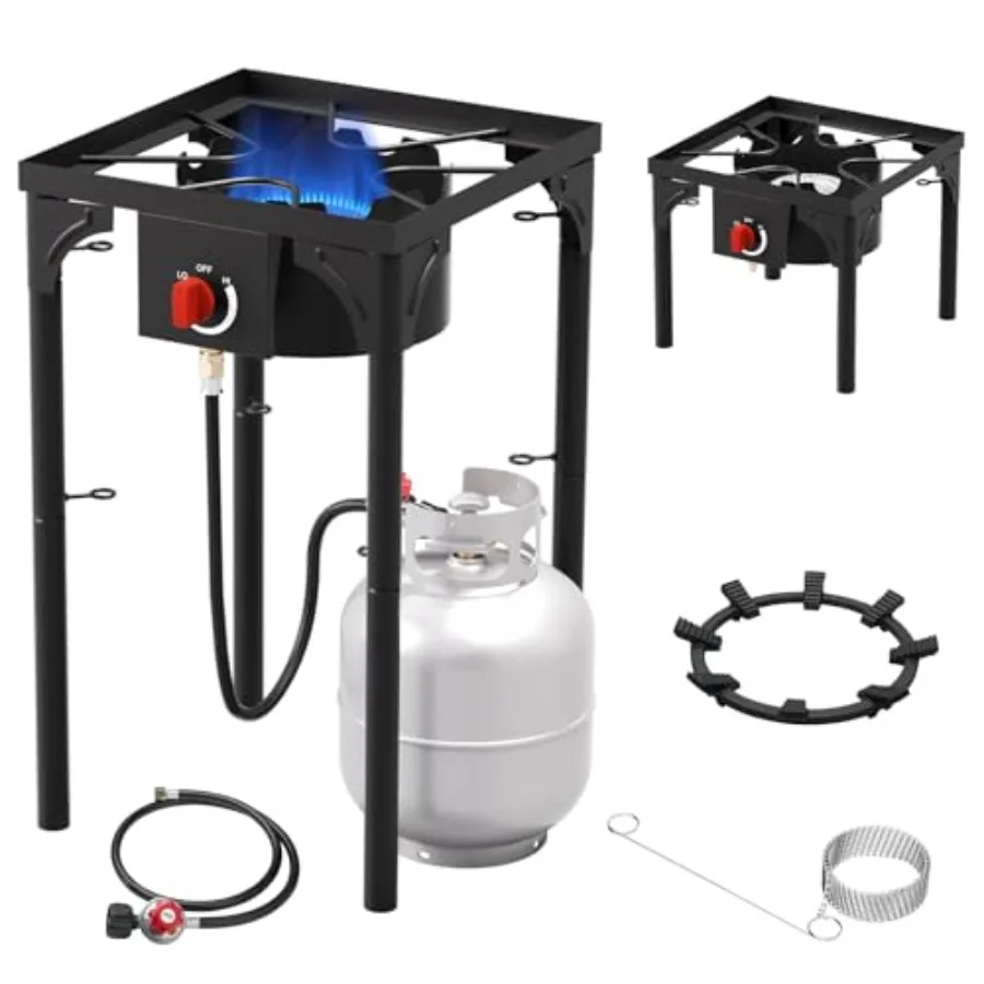 

Propane Burner 75 000 BTU High Pressure Single Gas Stove with 020 PSI Adjustable Regulator for Outdoor Cooking Camping Backyard