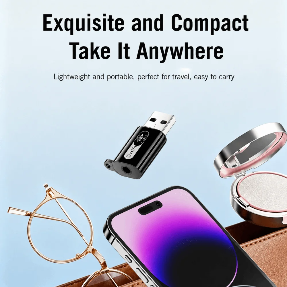 24bit 96KHz USB to 3.5mm Headphone Converter HiFi Ctia TRRS USB-A to Headset Adapter Plug and Play In-Line Control