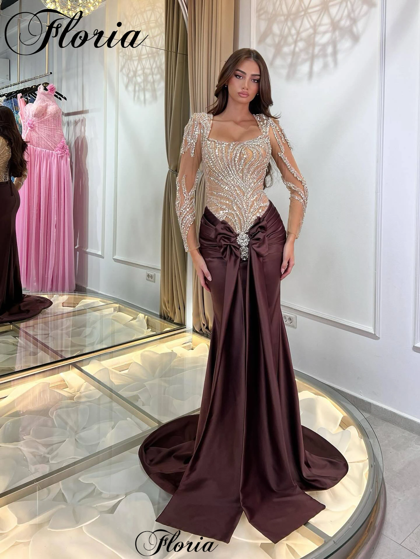 Newest Designer Celebrity Dresses Mermaid Vintage Women Evening Dresses Crystals Birthday Dresses Vestidos De Noche Customized