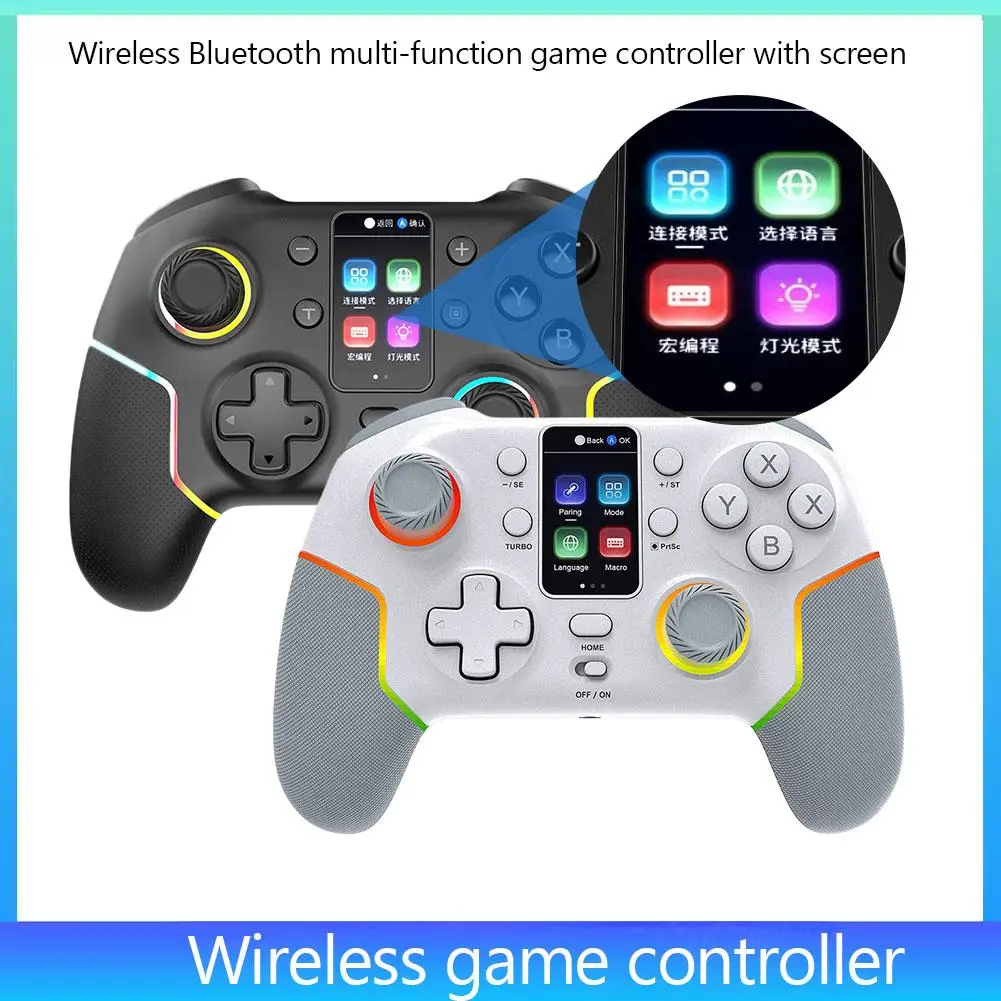 Controlador de jogo multifuncional sem fio Bluetooth com tela para PC Android IOS Switch - Suporte multi plataforma