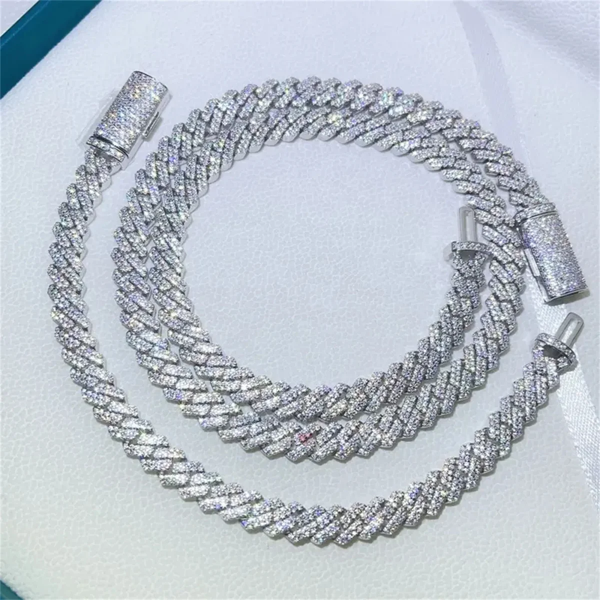 18k Plated Gold Hip Hop Jewelry Necklace Iced Out Men Fashion Rapper Jewelry 8mm Vvs Moissanite Cuban Link Chain 925..
