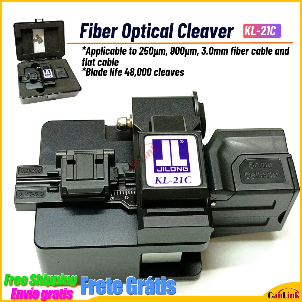 

JILONG Optical Fiber Cleaver Upgraded KL-21C High Precision Auto Offcut Bin Cable Cutter 48000 Times Blade Life