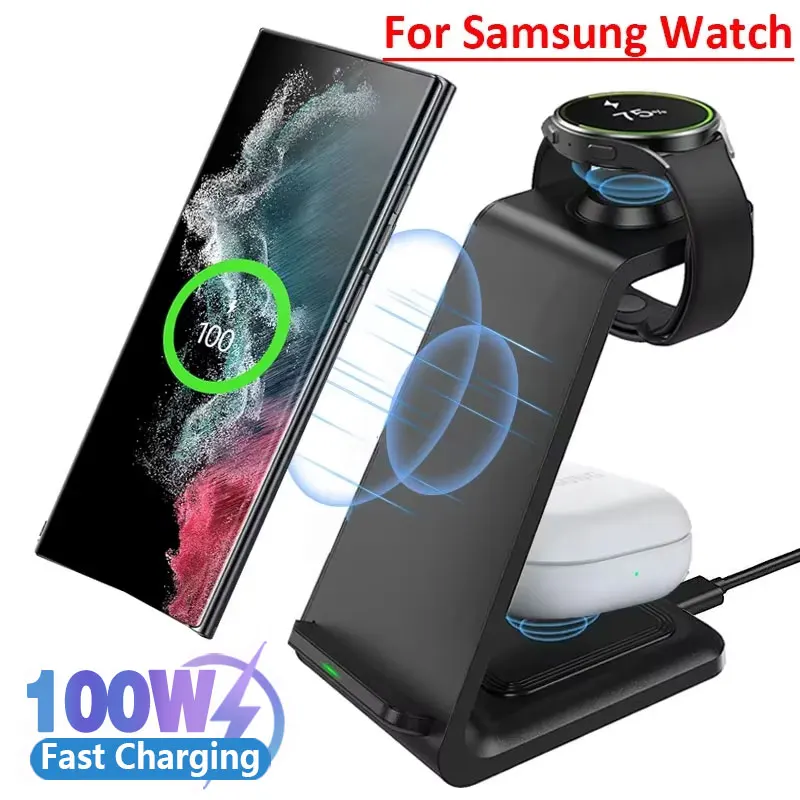 

Подставка для беспроводного зарядного устройства 3 в 1 для Samsung Galaxy S23 S22 Watch 7 6 pro/5/4/3 Active 1 2 Buds 2 Pro Plus Станция быстрой зарядки