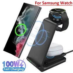 3 in 1 Wireless Charger Stand For Samsung Galaxy S23 S22 Watch 7 6 pro/5/4/3 Active 1 2 Buds 2 Pro Plus Fast Charging Station