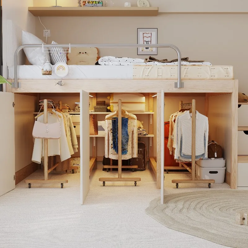 Luxuce Stairs Yellow Kids Beds Wooden Safety Design Modern Style Children Beds Playpen Single Camas Infantiles Furniture Home